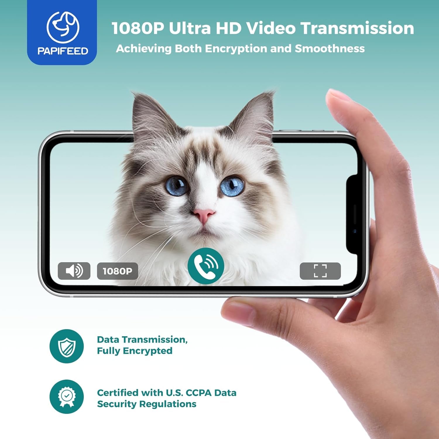 Automatic Cat Feeder with Camera, 1080P HD & Night Vision, 6L Cat Food Dispenser with App, 5G Wifi Timed Cat Feeder for Dry Food, 2-Way Audio, Smart Pet Feeder for Dog, 1-10 Meals/Day